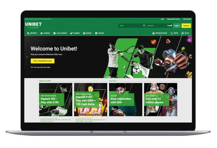 Unibet homepage mockup