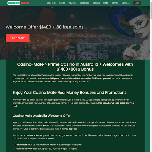 casino mate home page example