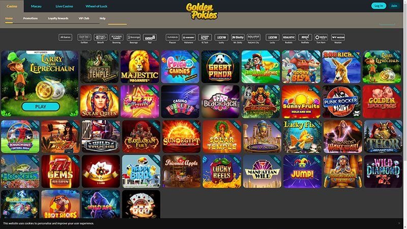 Golden Pokies Casino Interface