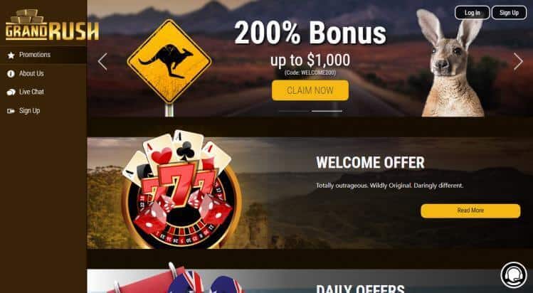 Grand Crush Casino Homepage AU