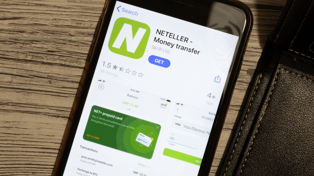 Neteller app displayed on mobile