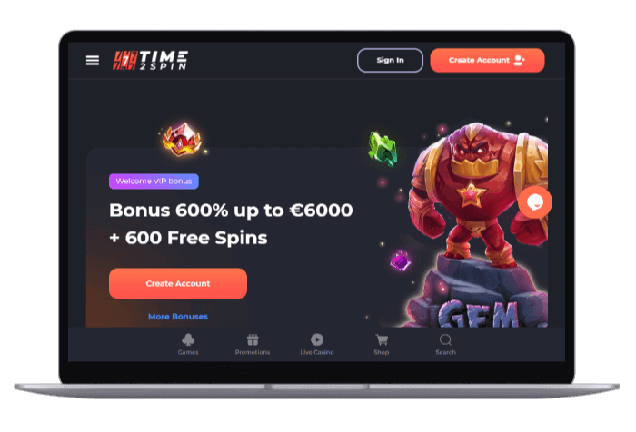 Time2Spin Online Casino Mockup