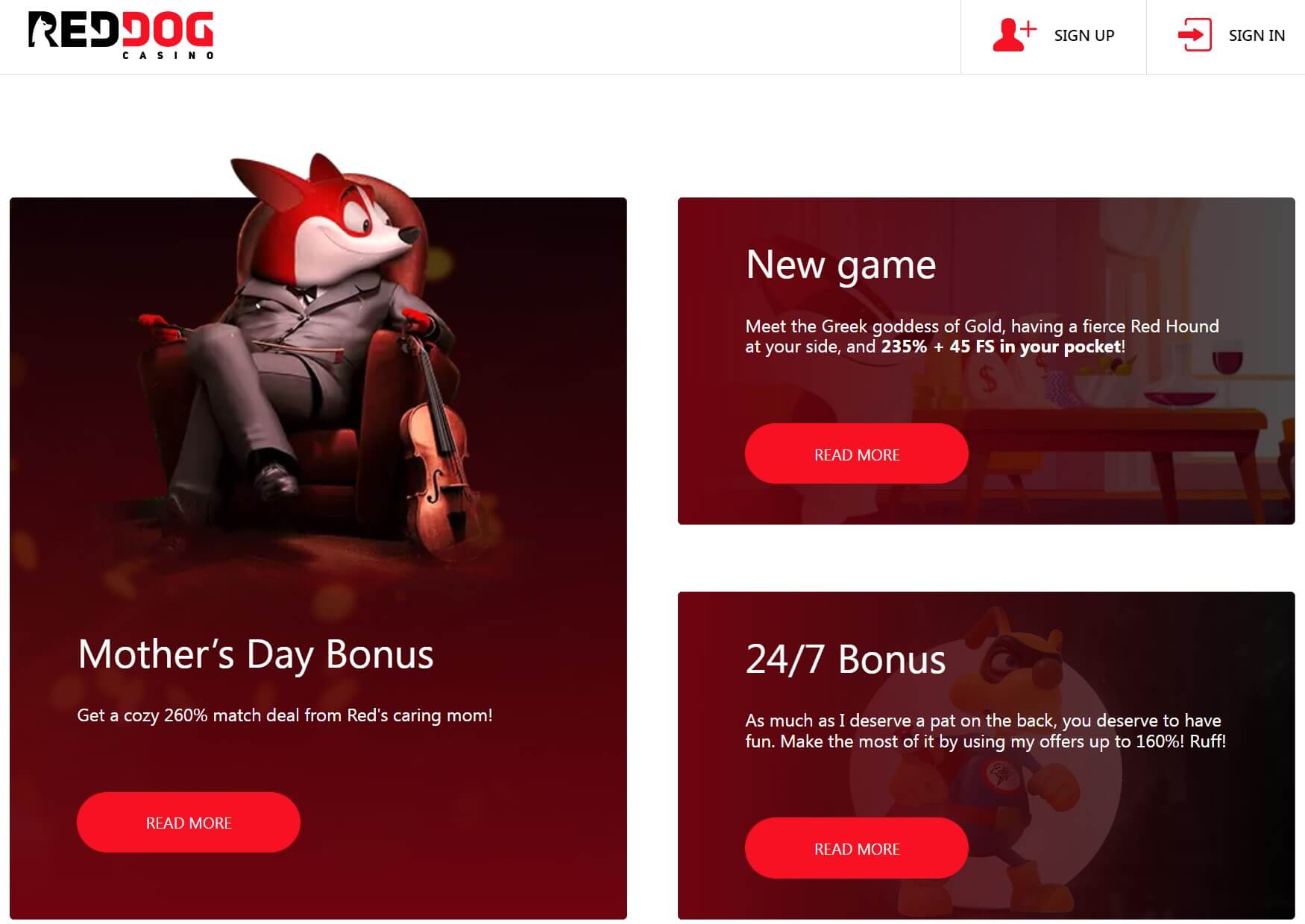 Red Dog Casino Bonuses