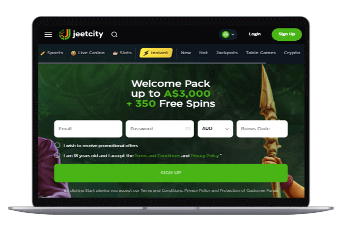 Jeetcity Casino homepage Mockup