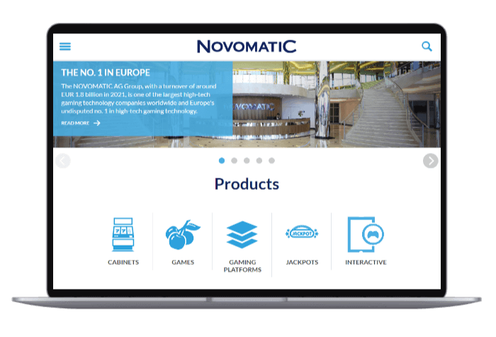 Novomatic homepage mockup