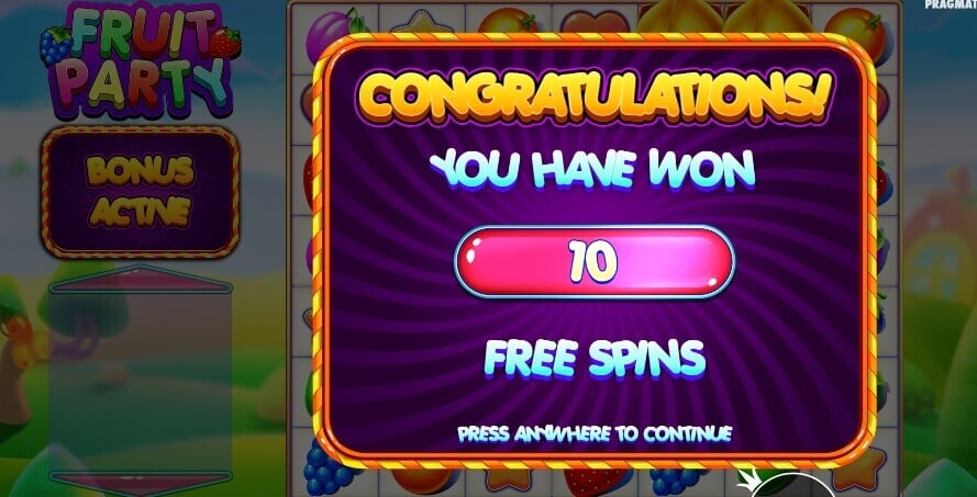 fruit party freespins