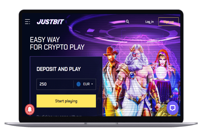 Justbit Online Crypto Casino Mockup