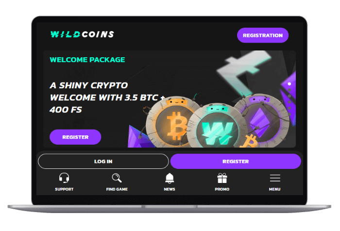Wildcoins Online Crypto Casino Mockup