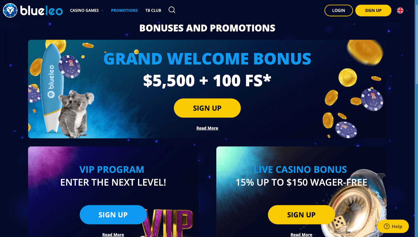 BlueLeo Casino Bonuses