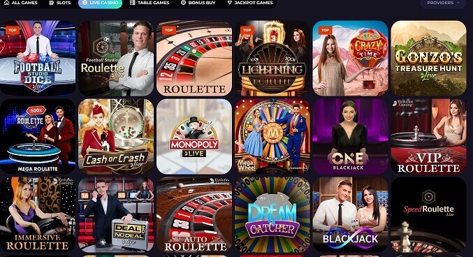 screenshot live casino unislot