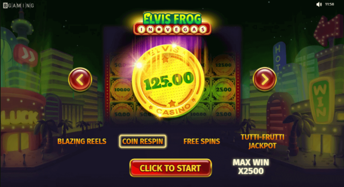 Elvis Frog in Vegas bonuses value 125.00