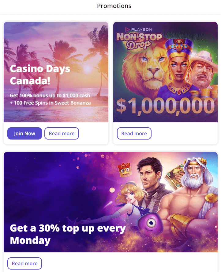 Casino Days Bonuses