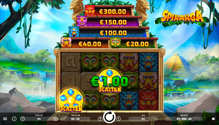1.00 Scatter on the online pokies Spinanga By ELA