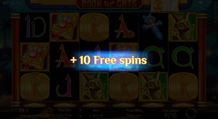 10 free spins in the pokie Book of cats