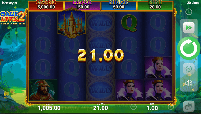 21.00 win on the online casino pokie Magic Apple 2