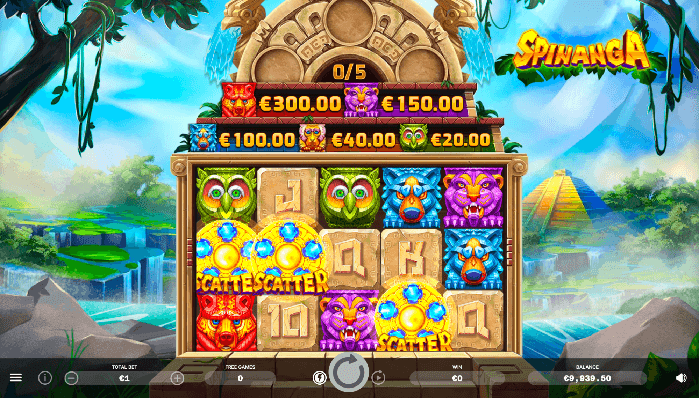 3 Scatters on the online pokie Spinanga by ELA