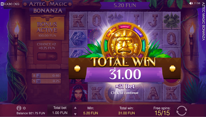 31.00 win on the online casino pokie
