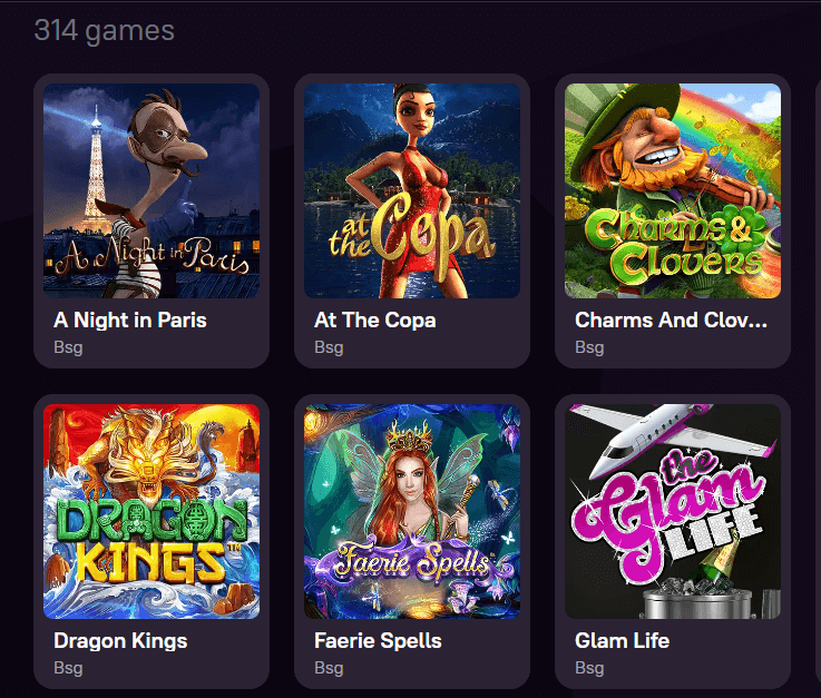 314 different games online casino