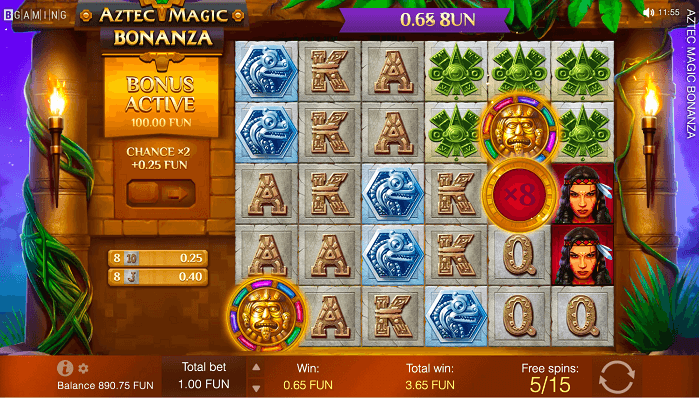 Bonus active on the online casino pokie Aztec Magic Bonanza
