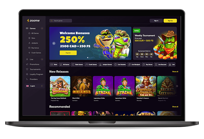 Zoome Online Casino Canada Mockup