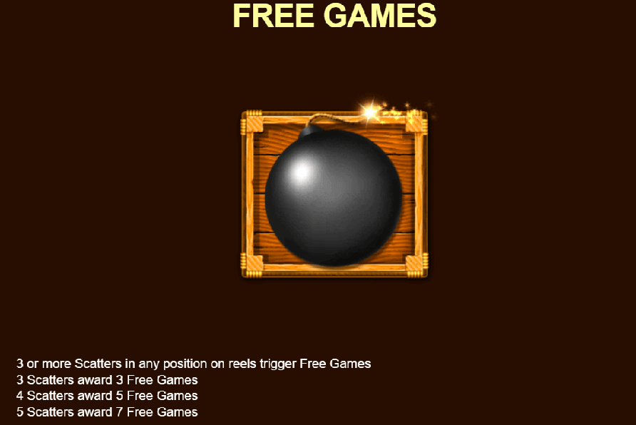 Free games with a bomb symbol for the pirate Jackpots pokie