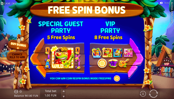 Free spin Bonus online pokie Aloha King Elvis