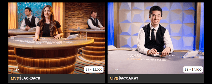 Live blackjack and Baccarat on the CA online casino Playnow