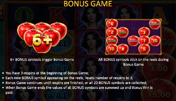 Pokie Bonus game Magic apple 2 by Boongo