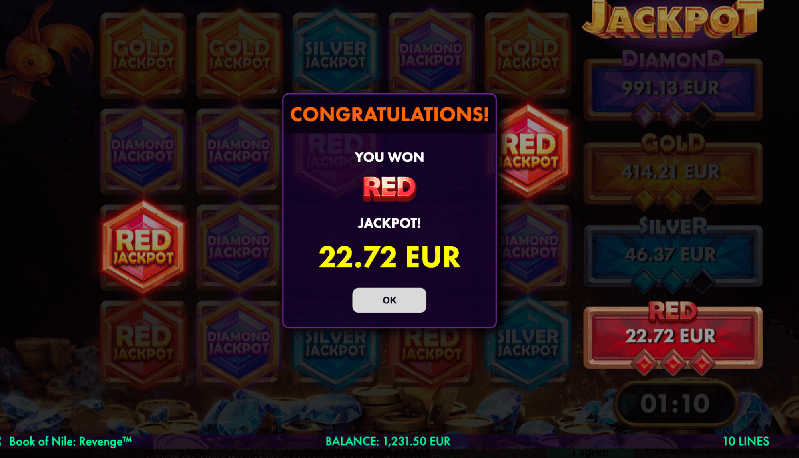 Red jackpot win with the online casino pokie
