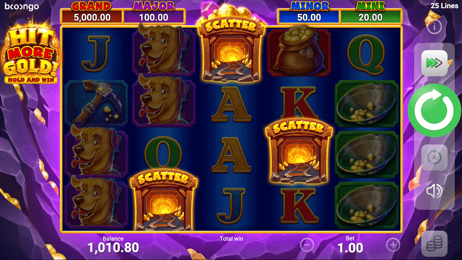 Scatter combination on Hit more gold pokies