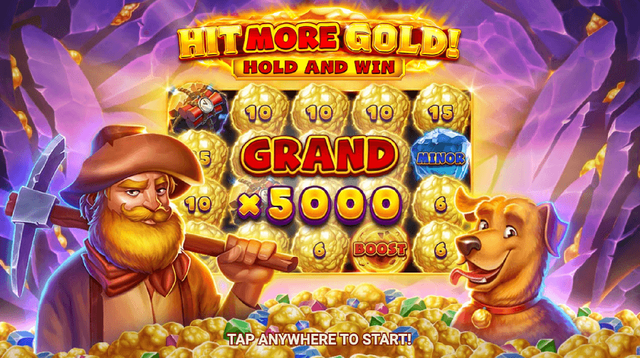 The hit more gold pokie starter screen