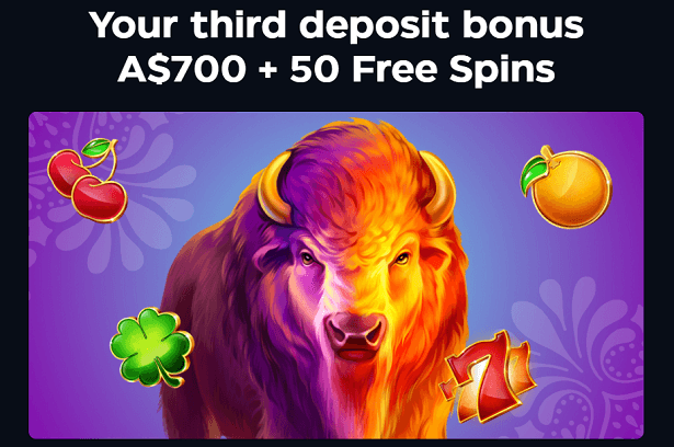 Third deposit bonus for the online casino pokie Bufallo power