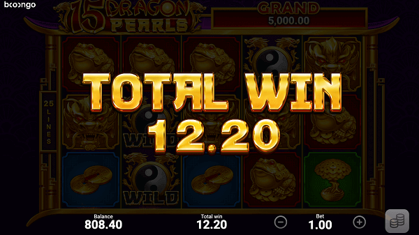 Total win of 12.20 on the online casino pokie 15 Dragon Pearls