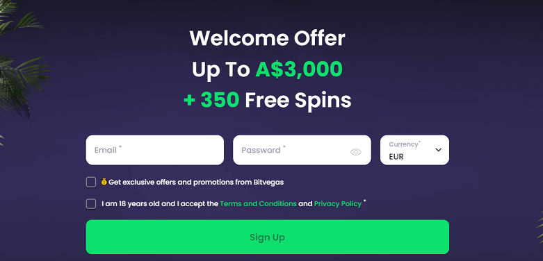Welcome offer Bitvegas online Casino