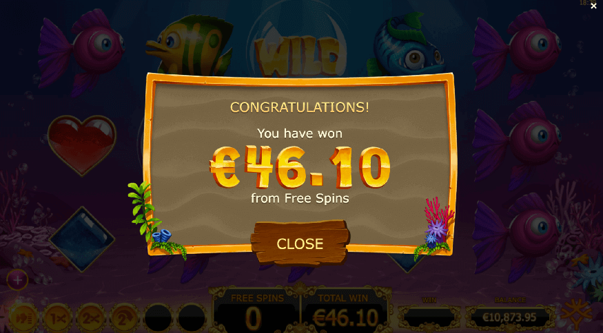 You have won 46.10 Euros on the fish tank online pokies