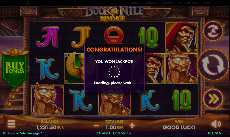 You won a jackpot loading screen for the online pokie