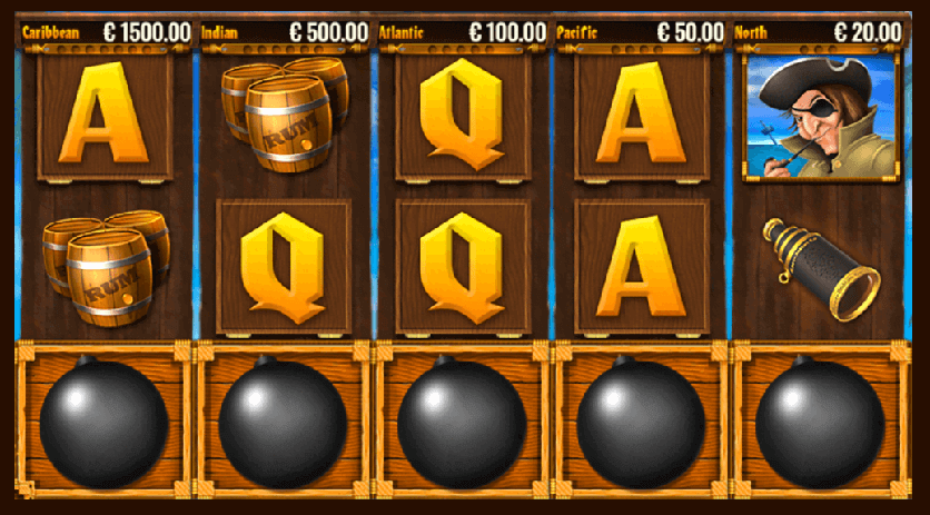 a combination of five Bombs in the online pokies of pirate Jackpots
