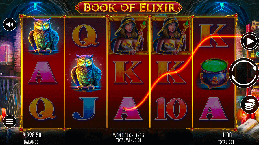 book of elixer winning combination on a pokie
