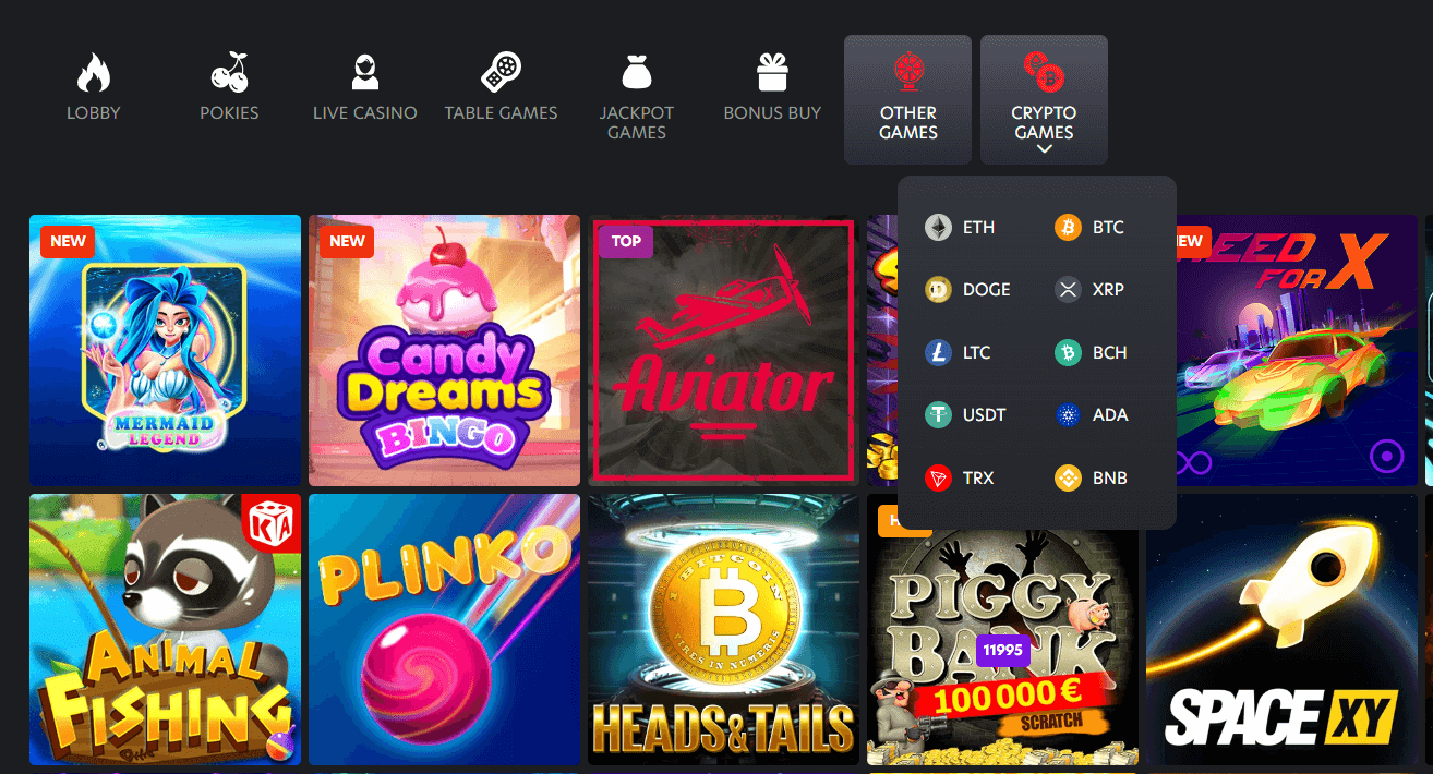 crypto and other games online casino