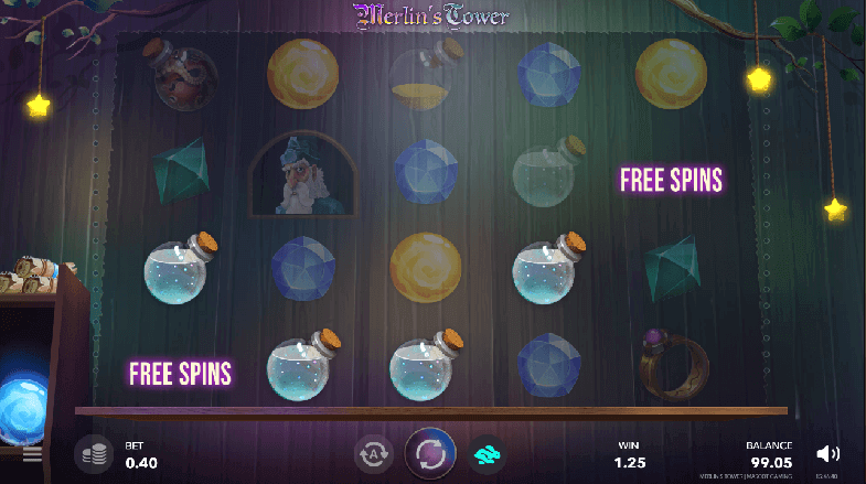 free spins in merlin's tower
