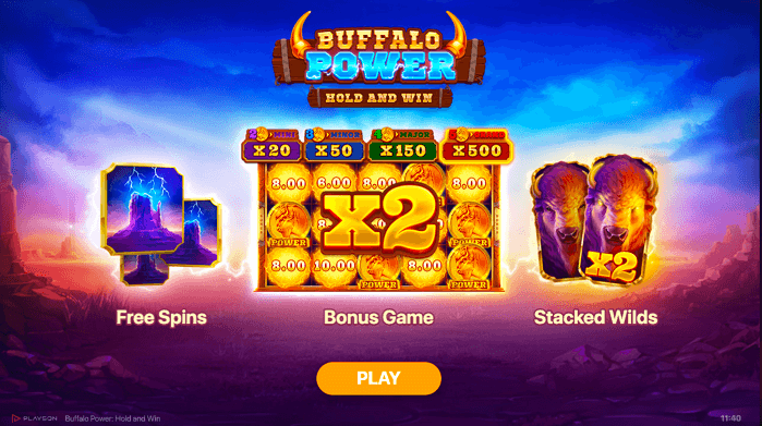 free spins on the online casino pokies Buffalo Power