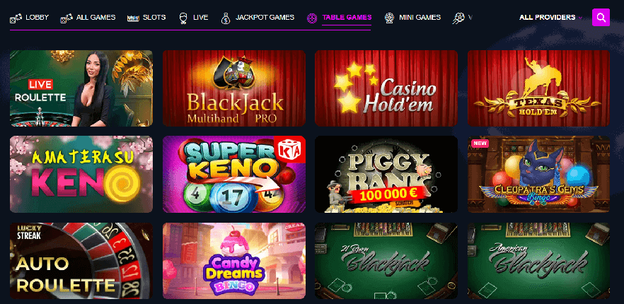 live Table games on gallery Casinos