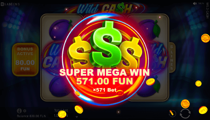 online casino Pokie Wild cash by Bgaming Super mega win of 571.00