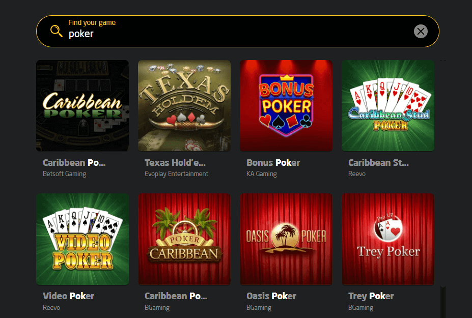 search option online poker