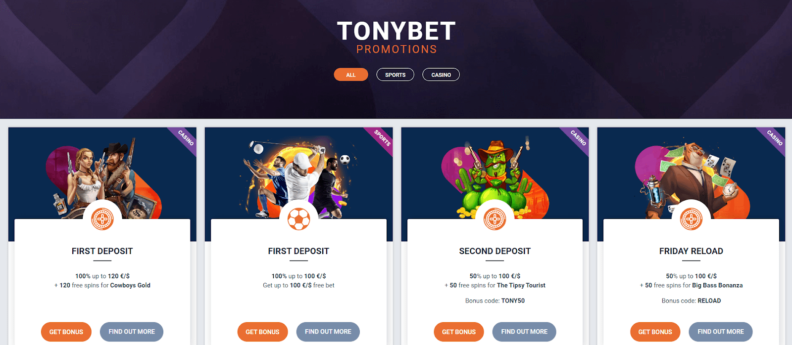 TonyBet Casino Bonuses