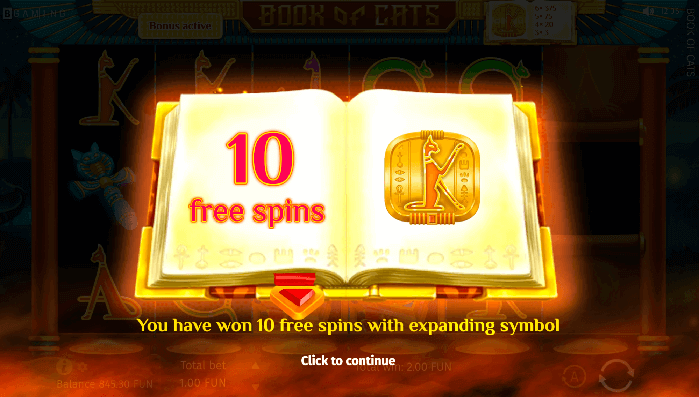 won 10 free spins in the online casino game