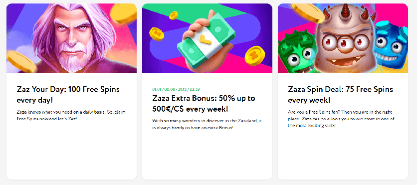 Bonuses on the Canadian Online Casino Zaza