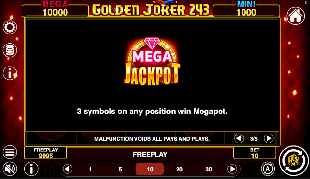 Golden Joker pokie Mega jackpot in game