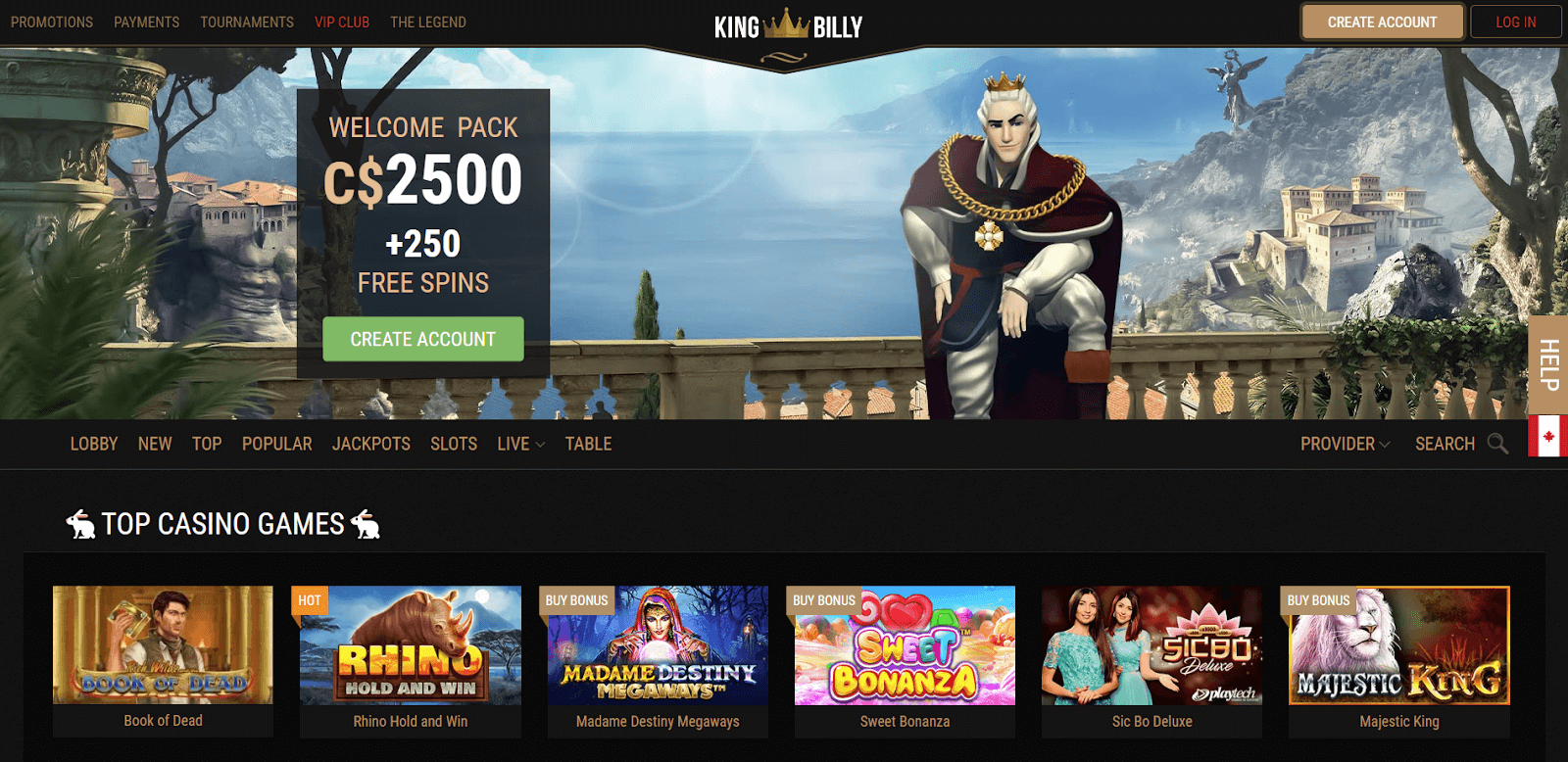 King Billy Casino Games