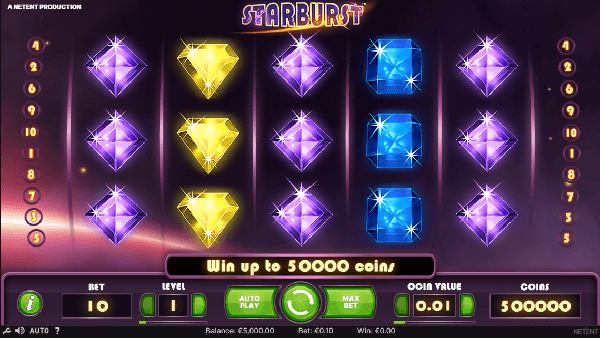 winning combination on the online slot for Canadians Starburst